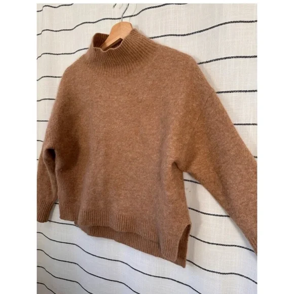 & Other Stories Alpaca Wool Mock Neck Sweater Size XS Camel Quiet Luxury - Picture 2 of 10